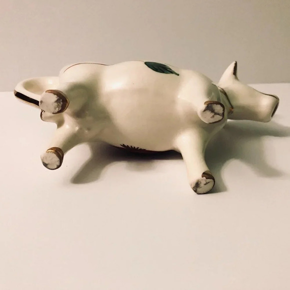 Vintage Ceramic Cow Creamer Figurine Apple 8 Inch Long Farm  Animal - Picture 10 of 12